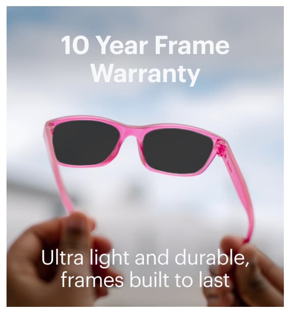 Dresden Vision pink sunglasses frame close-up highlighting lightweight and durable eyewear design