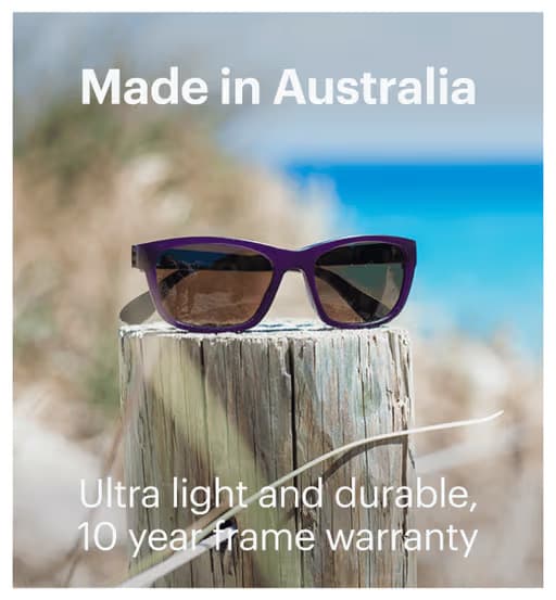 Dresden Vision eyewear shown by the coast showcasing strong, long-lasting sunglasses frames
