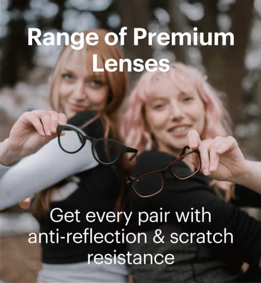 Dresden Vision people holding glasses highlighting premium lenses with anti-reflection and scratch resistance