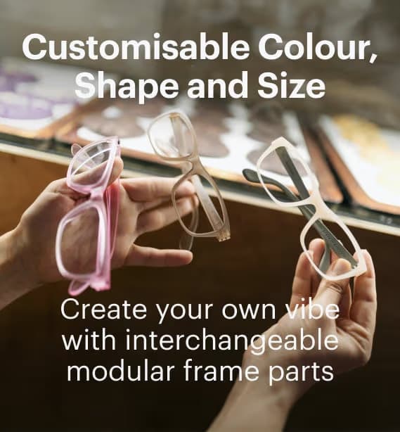 Dresden Vision New Zealand modular glasses frames offering customisable colours, shapes and flexible fit