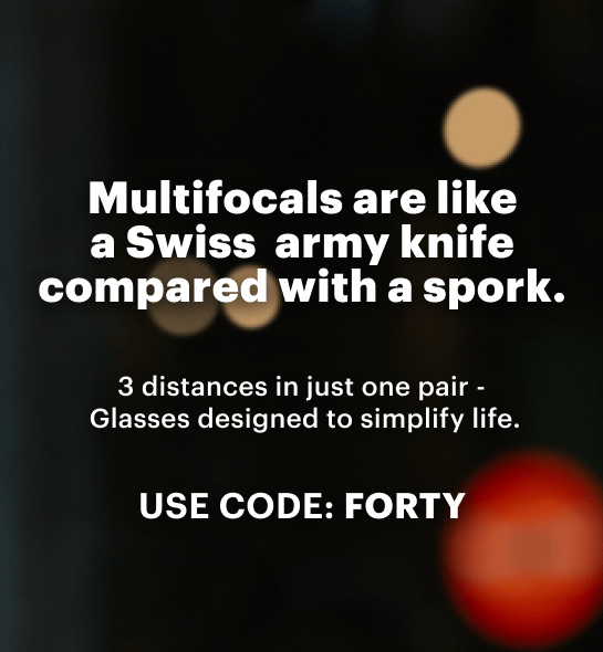 Multifocal glasses – 40% off, complete pair from $150 with code FORTY