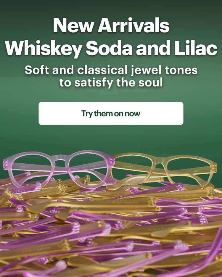 New Lilac and Whiskey Soda Dresden glasses displayed together