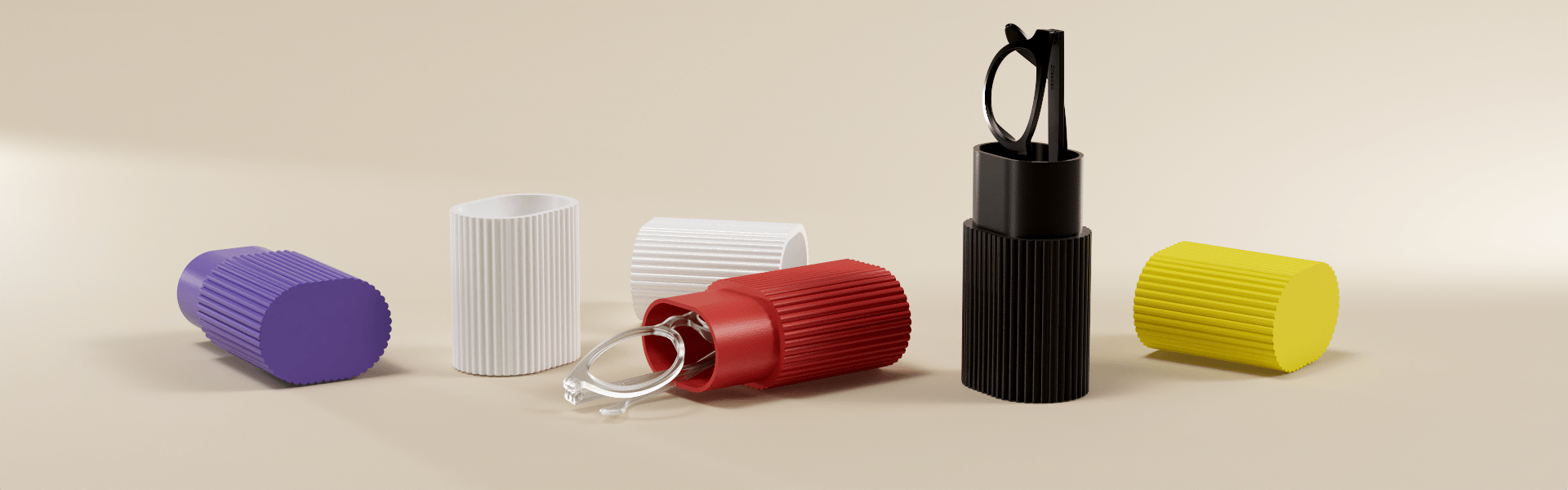 Durable hard glasses cases in vibrant colors, providing Canadian customers with practical and personalized eyeglass storage options.